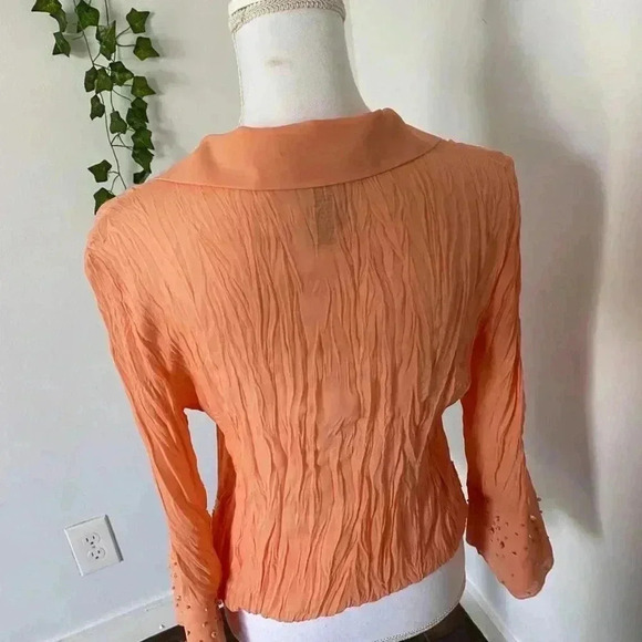 Orange ruffle button down long sleeve. - Picture 5 of 5